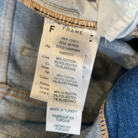 Frame Le Nouveau Straight Asymmetrical Raw Hem Jeans Women’s Size 29 Denim - Picture 8 of 8